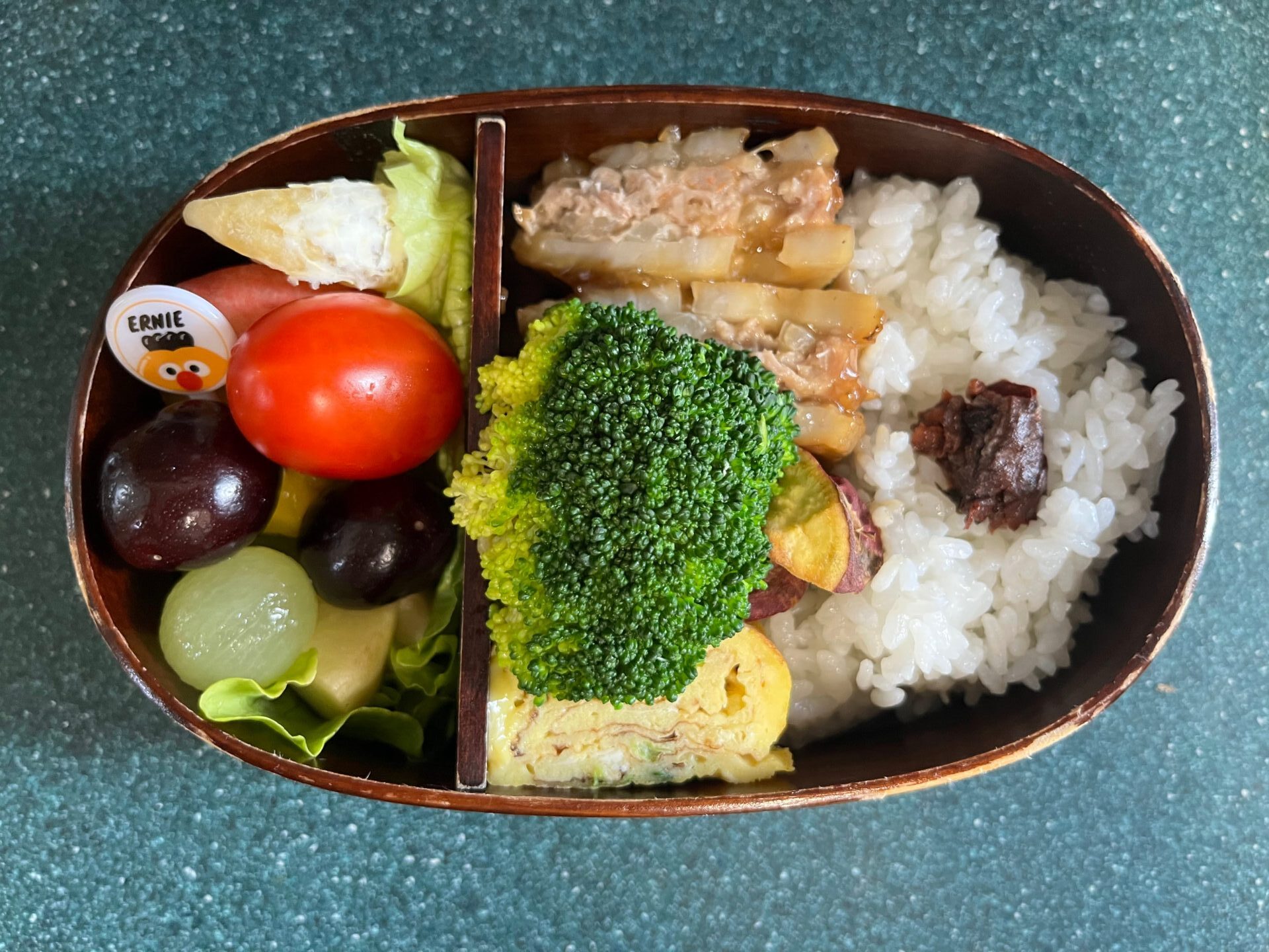 今日のお弁当(7/2)
メインは豚エビつくねのレンコン挟み焼きでした