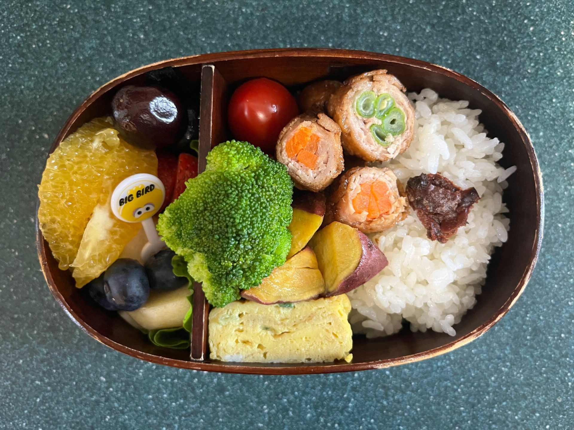 今日のお弁当(7/14)
メインは野菜の豚肉巻きでした
