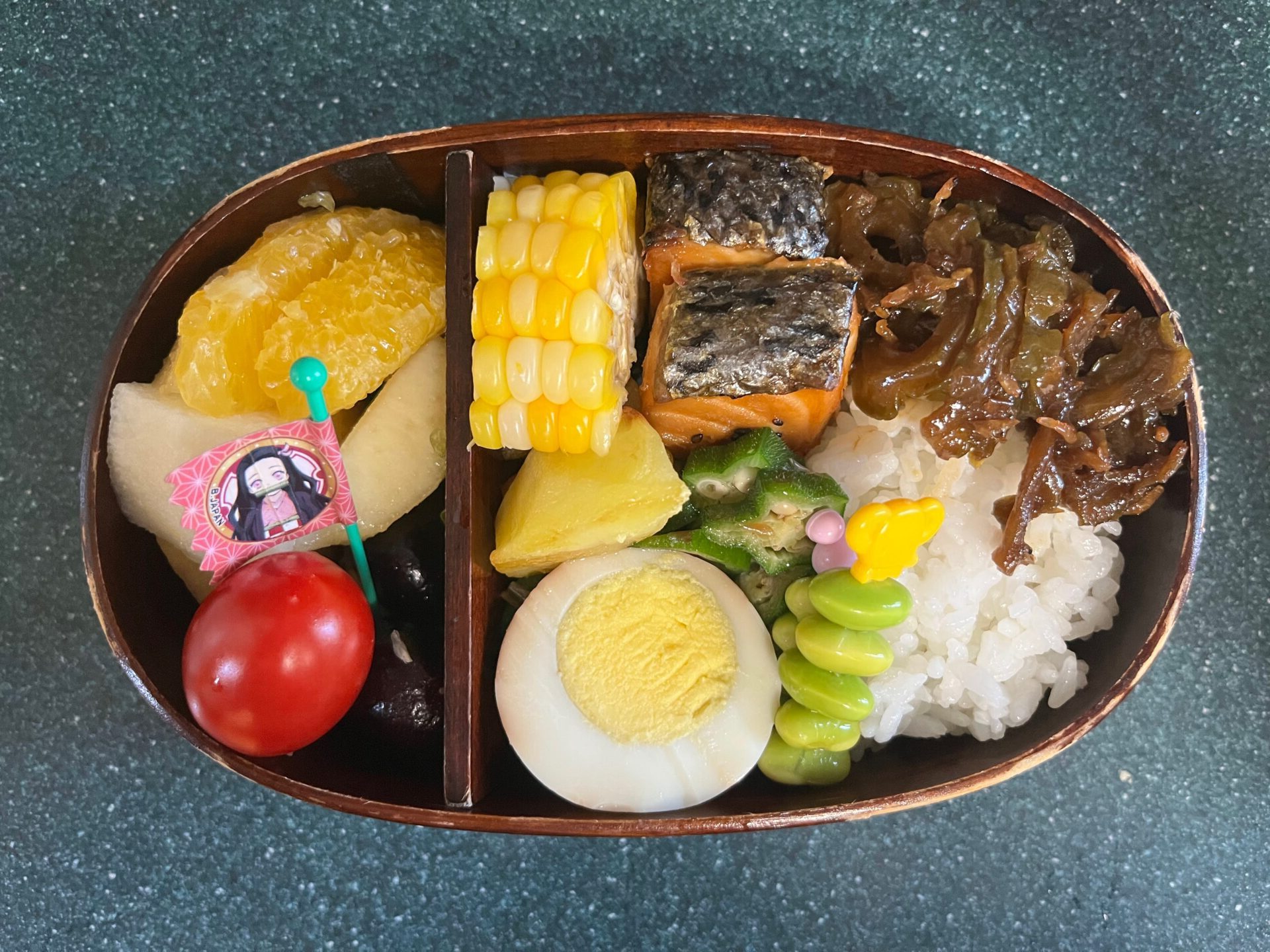 今日のお弁当(7/21)
メインは鮭の漬け焼きでした