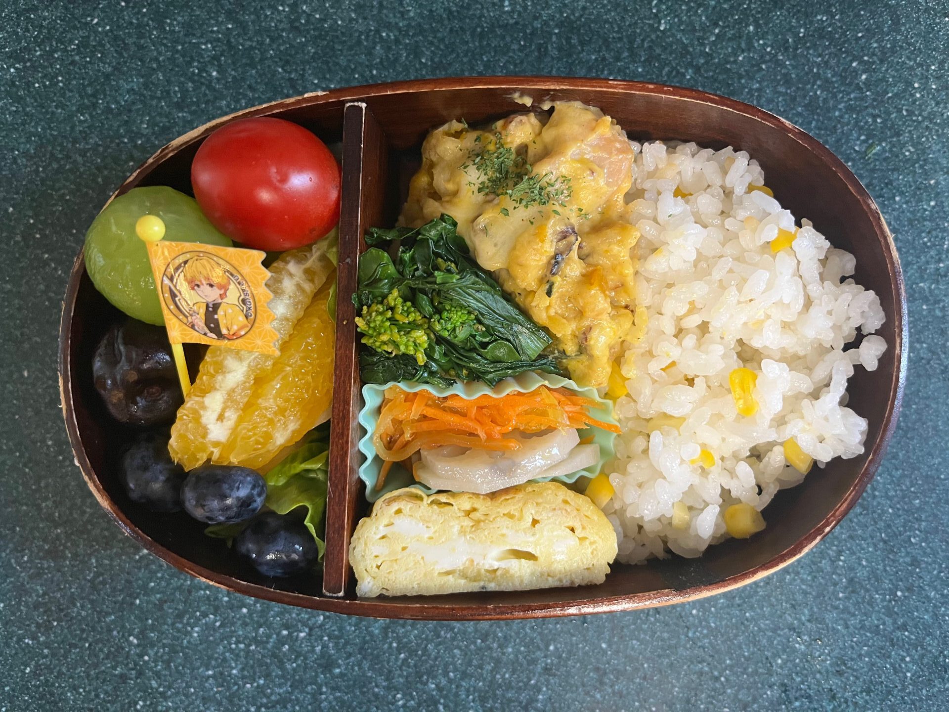 今日のお弁当(7/23)
メインはチキンかぼちゃエビグラタンでした