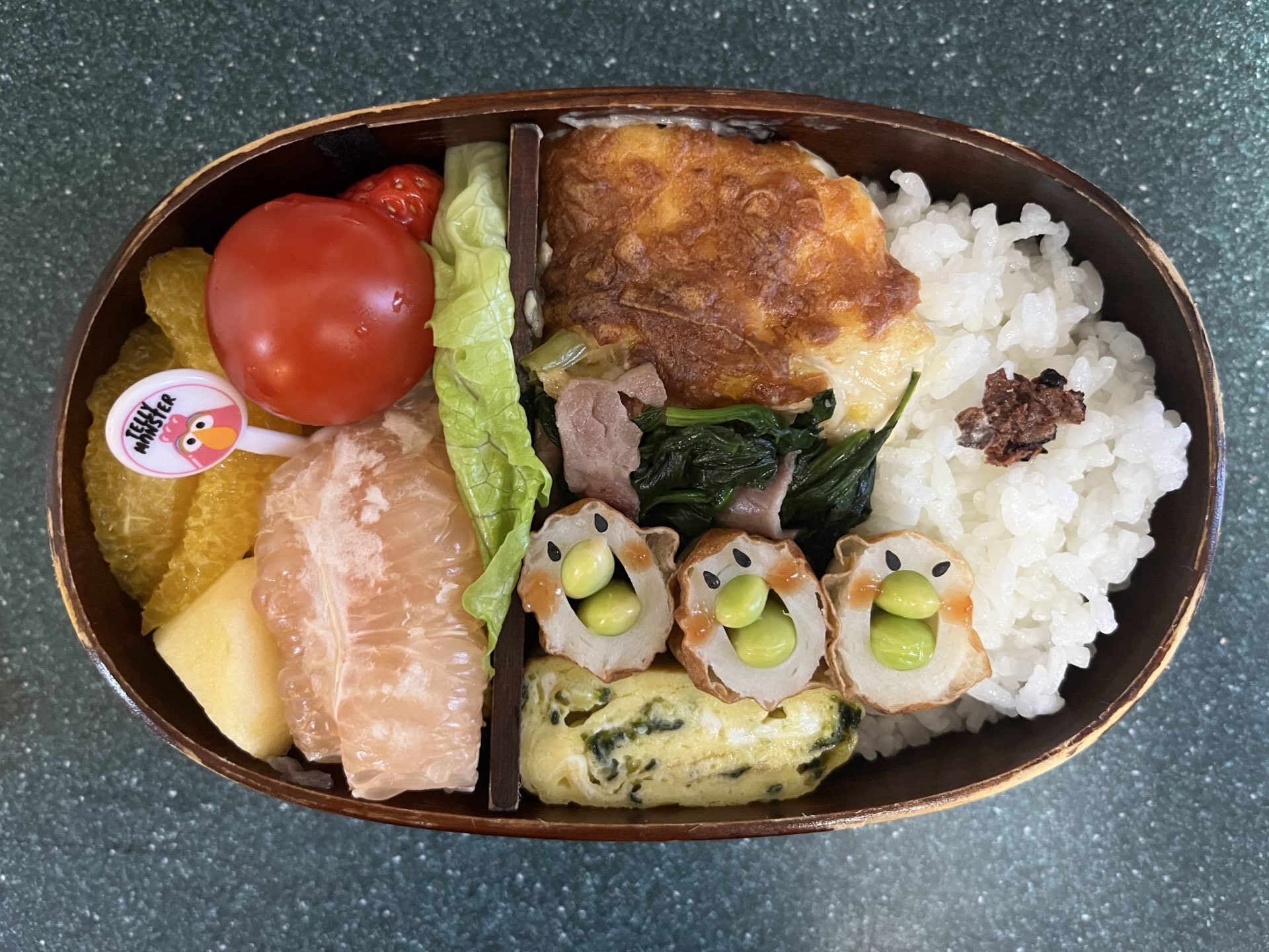 今日のお弁当(1/22)
メインはエビポテトグラタンでした